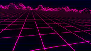 Retro Neon Landscape Grid Wallpaper