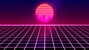 Retro Neon Sunset Grid Wallpaper