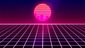 Retro Neon Sunset Grid Wallpaper