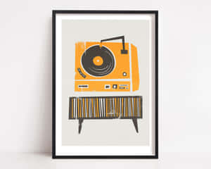 Retro Record Player Art Wallpaper