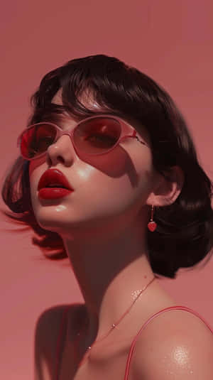 Retro Red Aesthetic Woman Wallpaper