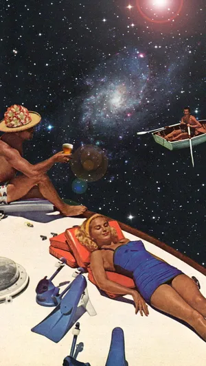 Retro Space Leisure Scene Wallpaper