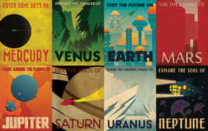 Retro Style Planetary Travel Posters Wallpaper