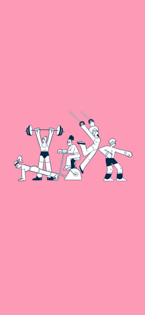 Retro Style Workout Illustration Wallpaper