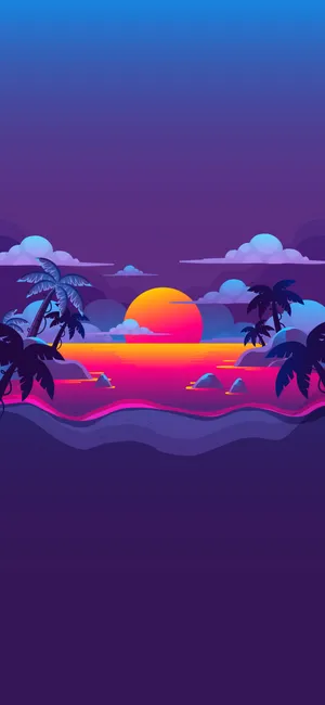 Retro Summer Sunset Aesthetic Wallpaper