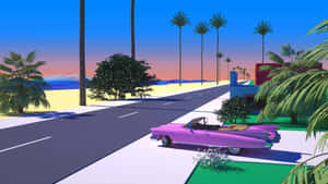 Retro Sunset Boulevard Cruise Wallpaper