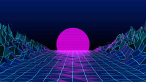 Retro Synthwave Sunset Landscape Wallpaper