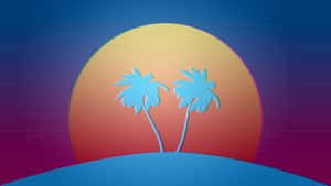 Retro Synthwave Sunset Palms Wallpaper