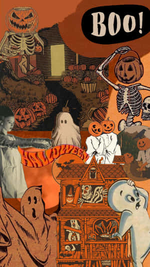 Retro Vintage Halloween Collage Wallpaper