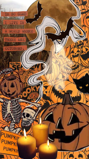 Retro Vintage Halloween Collage Wallpaper