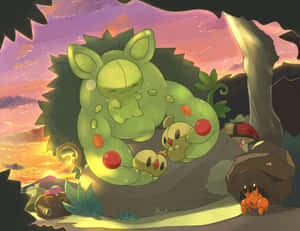 Reuniclus Protecting Solosis Wallpaper