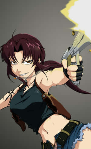 Revy Black Lagoon Anime Action Pose Wallpaper