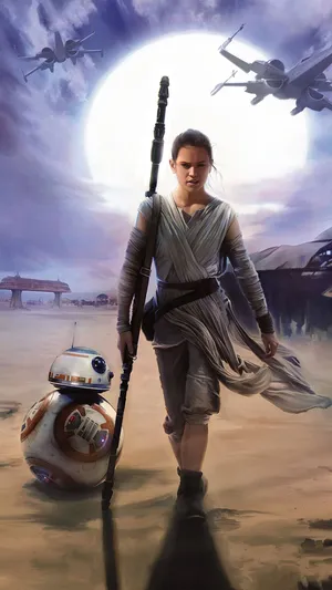 Rey, A Powerful Force-wielding Warrior From The Star Wars Franchise. Wallpaper