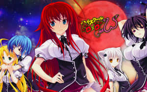 Rias Gremory Posing Elegantly In Her Signature Outfit Wallpaper