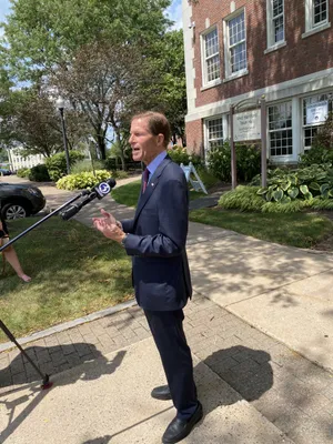 Richard Blumenthal Expressing His Views Outside. Wallpaper