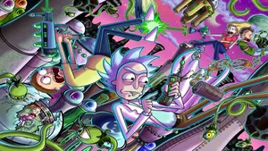 Rick And Morty In A Fierce Battle Wallpaper