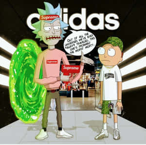 Rick And Morty Supreme Adidas Wallpaper