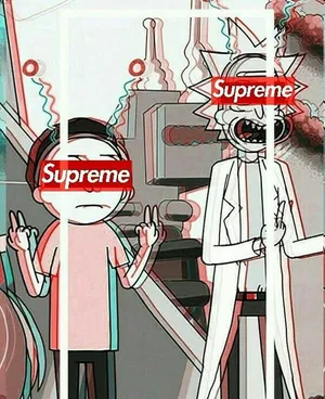 Rick And Morty Supreme Blur Effect Wallpaper