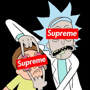 Rick And Morty Supreme Rock And Roll Signs Wallpaper