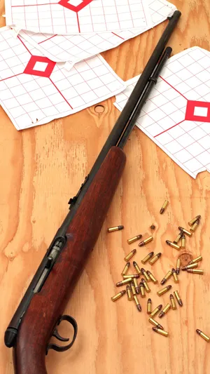 Rifleand Ammunitionon Wooden Background Wallpaper