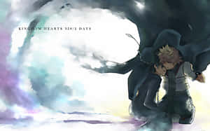 Riku Standing Tall In His Iconic Battle Stance In The World Of Kingdom Hearts. Wallpaper