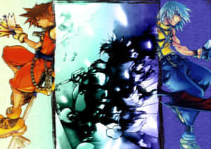 Riku Striking A Powerful Pose In Front Of A Glowing, Magical Keyblade In Kingdom Hearts. Wallpaper