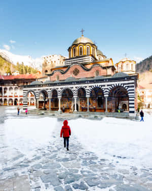 Rila Monastery Covered In Snow Phone Wallpaper