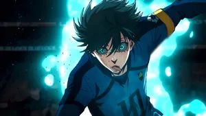 Rin Itoshi Intense Soccer Moment Wallpaper