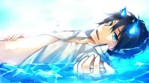 Rin Okumura From Blue Exorcist Takes An Underwater Dive Wallpaper