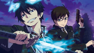 Rin Okumura Unleashing His Blue Flames Wallpaper