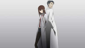 Rintaro Okabe Standing Against The Glowing City Backdrop Wallpaper