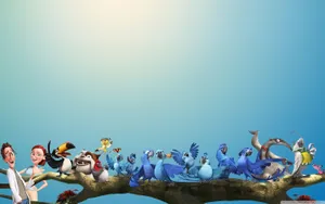 Rio Characters Blue Gradient Background Wallpaper