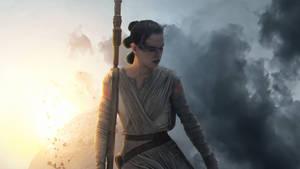 Rise Of Skywalker Rey Quarterstaff Wallpaper