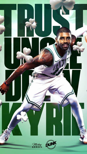 Rising Basketball Star Kyrie Irving Making A Jump Shot On The Court Wallpaper