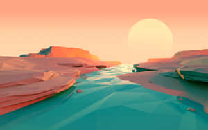 River In Minimalist Abstract Low Poly Wallpaper