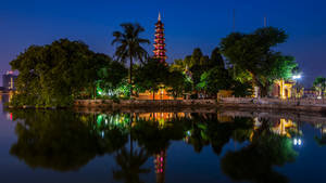 River Tower Trees In Hanoi Wallpaper