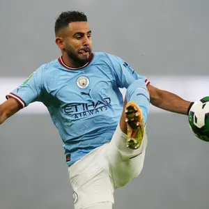 Riyad Mahrez High Kick Ball Wallpaper