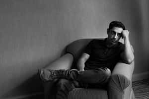 Riz Ahmed Blackand White Portrait Wallpaper