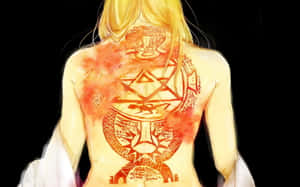 Riza Hawkeye In Action, Wielding Her Gun With A Determined Gaze Wallpaper