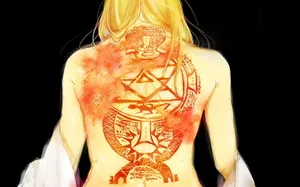 Riza Hawkeye In Action, Wielding Her Gun With A Determined Gaze Wallpaper