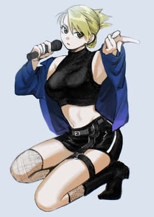 Riza Hawkeye - The Marksman In Action Wallpaper