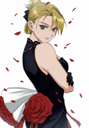 Riza Hawkeye With Her Weapon Ready For Action Wallpaper