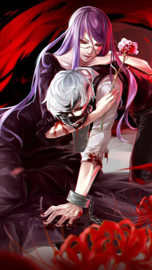 Rize Hugging Ken Kaneki Tokyo Ghouls Anime Wallpaper