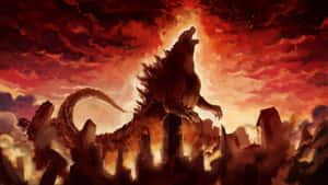 Roaring Fury Of Burning Godzilla Wallpaper