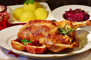 Roast Duck Dinner Plate Wallpaper