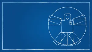 Roblox Character Sketch Blue Background Wallpaper