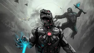 Robot Godzilla Dominating The Skyline Wallpaper