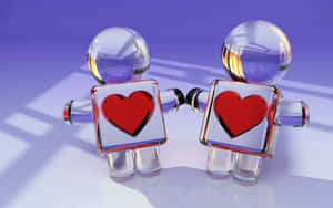 Robot Love3 D Rendering Wallpaper