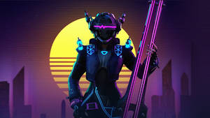 Robot Synthwave Art Wallpaper