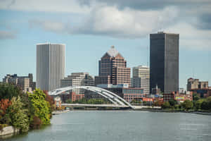 Rochester Skyline Genesee River Wallpaper
